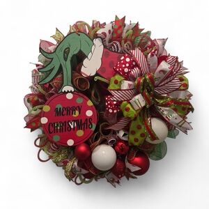 Grinch themed Christmas Wreath festive Holiday Wreath